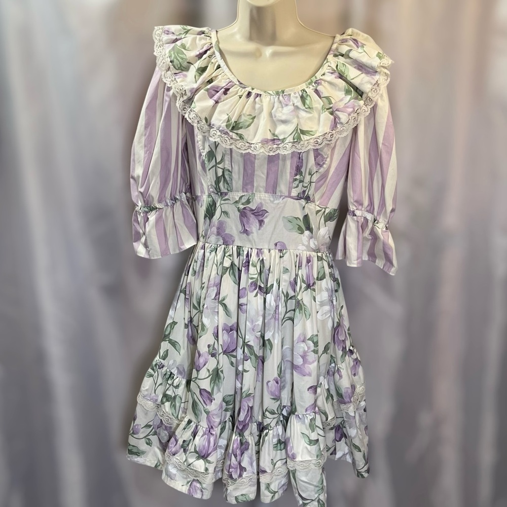 Call it Fancy vintage square dance ruffle flower lace size 12 women dress